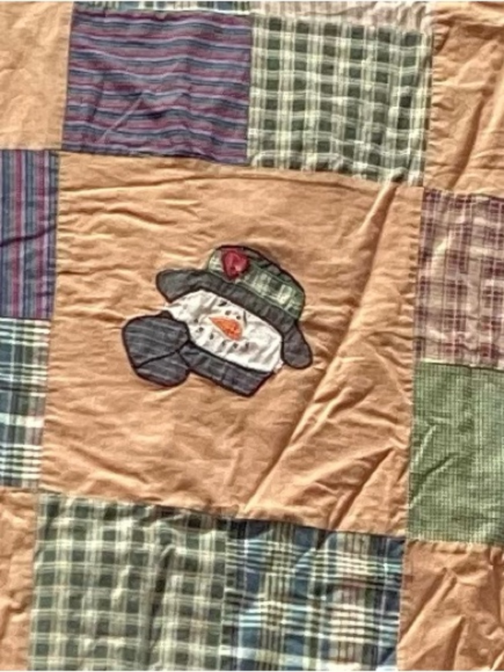 SNOWMAN PATCHWORK QUILT HANDMADE Reworked OOAK - Picture 8 of 16